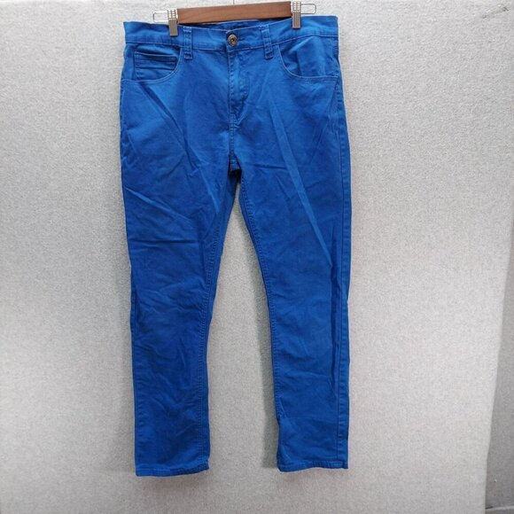 Phat Farm Mens Blue Denim Pants Casual Straight Leg Pockets Button Closure 34x32 - Picture 1 of 11